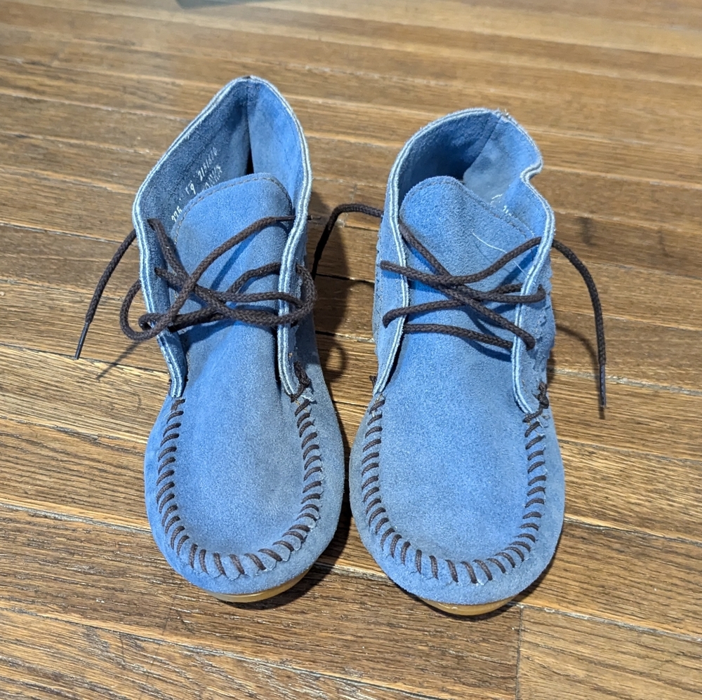 Minnetonka Blue Suede Moccasins